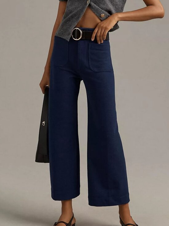 Maeve Pants - ✨ Anthropologie Maeve The Colette Knit Wide-Leg Cropped Pants in Navy